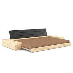 Avis Inside 75 Canapé lit futon BASE moka couchage 130cm dossiers noirs et accoudoirs coffres