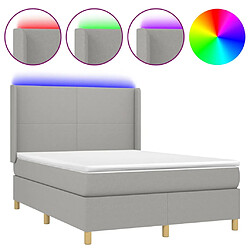 vidaXL Sommier à lattes de lit matelas LED Gris clair 140x190 cm Tissu