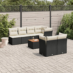 Maison Chic Ensemble Tables et chaises d'extérieur 6pcs avec coussins,Salon de jardin noir résine tressée -GKD147151