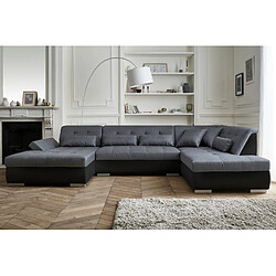 Lisa Design Vermont - canapé panoramique d'angle droit - 7 places - XXL Vermont - canapé panoramique d'angle droit - 7 places - XXL - Noir / Gris