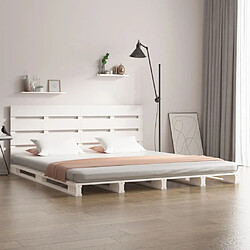 vidaXL Cadre de lit sans matelas blanc 140x200 cm bois de pin massif