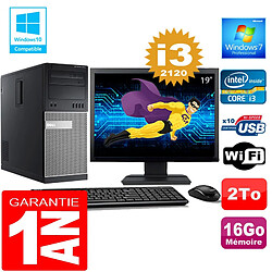 PC Tour DELL 7010 Core I3-2120 Ram 16Go Disque 2 To Wifi W7 Ecran 19" - Occasion