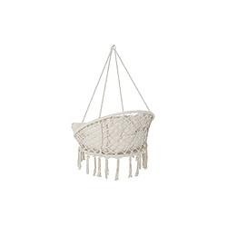 Avis Pegane Chaise suspendue beige macramé en coton polyester avec coussin - Largeur 100 x Hauteur 145 x Profondeur 80 cm