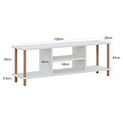 Helloshop26 Meuble TV avec espace de rangement 43 x 120 x 29 cm blanc 03_0007883