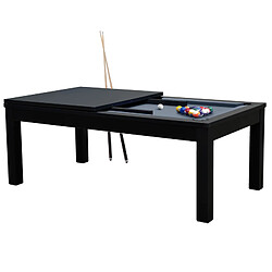 Rendez Vous Deco Table de Billard Eddie convertible noire tapis gris