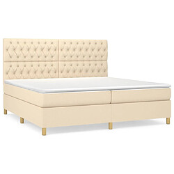 vidaXL Sommier à lattes de lit avec matelas Crème 200x200 cm Tissu