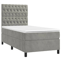 Avis Maison Chic Lit adulte- Lit + matelas,Sommier à lattes de lit et matelas et LED Gris clair 90x200 cm -GKD15060