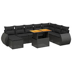 Maison Chic Ensemble Tables et chaises d'extérieur 9 pcs avec coussins,Salon de jardin noir résine tressée -GKD983010