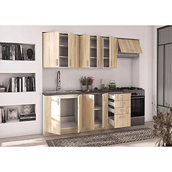 Avis Cstore SARA Cuisine complete modulable - 7 éléments - Décor chene sonoma - L 240 cm - Plan de travail non inclus