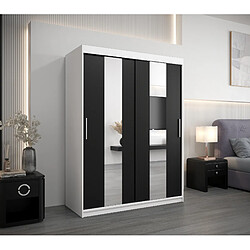 Abiks Meble Armoire Pole à portes coulissantes 200/150/62 2 portes (blanc/noir)