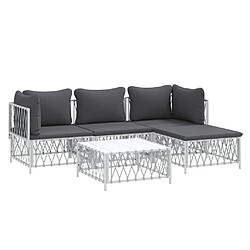 Avis Maison Chic Salon de jardin 5 pcs avec coussins - Table et chaises d'extérieur - Mobilier/Meubles de jardin Moderne blanc acier -MN32932