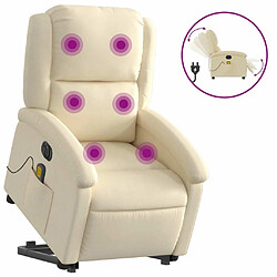 Maison Chic Fauteuil Relax pour salon, Fauteuil inclinable de massage électrique Crème Tissu -GKD14719