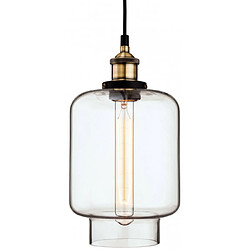 Luminaire Center Suspension 17 cm Empire 28W, laiton antique et verre