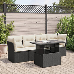 vidaXL Salon de jardin 5 pcs avec coussins noir résine tressée