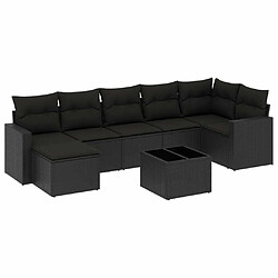 Maison Chic Salon de jardin 8 pcs avec coussins | Ensemble de Table et chaises | Mobilier d'Extérieur noir résine tressée -GKD55567