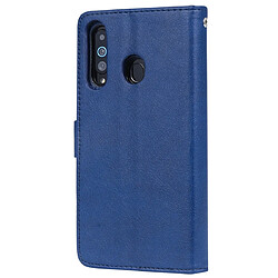 Avis Wewoo Housse Coque Pour Galaxy A60 Étui de protection à rabat horizontal de couleur unie avec support et fentes cartes et portefeuille et cadre photo et lanière bleu