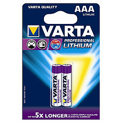 Lot de 2 piles lithium type lr03 1.5 volts - 6103301402 - VARTA