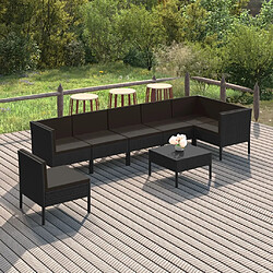 Maison Chic Salon de jardin 8 pcs + coussins - Mobilier/Meubles de jardin - Table et chaises d'extérieur Résine tressée Noir -MN32507