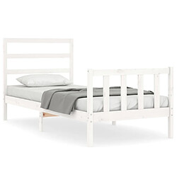 Maison Chic Lit adulte - Cadre Structure de lit avec tête de lit Contemporain blanc 90x200 cm bois massif -MN61076