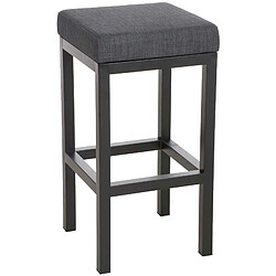 Decoshop26 Tabouret de bar x1 avec repose-pieds design simple hauteur d'assise 85 cm en tissu gris foncé et support en métal noir 10_0005413