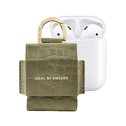 IDEAL OF SWEDEN Mini Sac pour AirPods 1 / 2 Modèle Flo Texturé Croco avec Mousqueton Vert