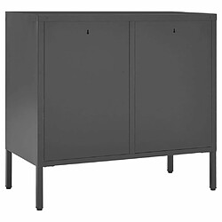 Maison Chic Buffet,Meuble de Rangement,commode pour salon,Cuisine Anthracite 75x35x70 cm Acier et verre trempé -MN63443 pas cher