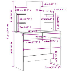 vidaXL Coiffeuse avec miroir blanc brillant 96x39x142 cm pas cher