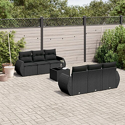 Maison Chic Salon de jardin 7 pcs avec coussins | Ensemble de Table et chaises | Mobilier d'Extérieur noir résine tressée -GKD69998