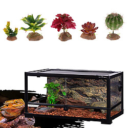 Acheter 4pcs Plante Succulente Avec Base De Résine Reptile Terrarium Ornement Vivarium Vivarium