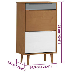 vidaXL Armoire à chaussures MOLDE Marron 59,5x35x103 cm Bois de pin pas cher