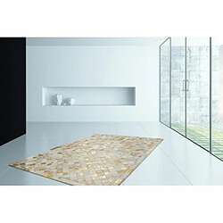 Paris Prix Tapis en Cuir Effet Mosaïque Lavish Ivoire & Or 120 x 170 cm