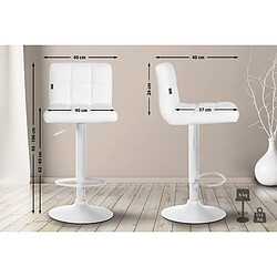 Decoshop26 Tabouret de bar chaise haute de bar pied trompette métal blanc siège synthétique blanc TDB10614