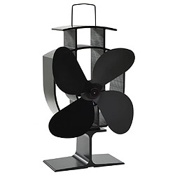 vidaXL Ventilateur de poêle alimenté par chaleur 4 pales Noir