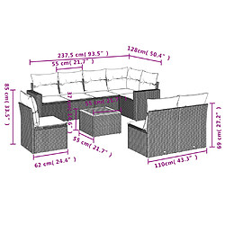 Avis Maison Chic Salon de jardin 9 pcs avec coussins | Ensemble de Table et chaises | Mobilier d'Extérieur gris résine tressée -GKD36720