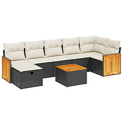 Maison Chic Ensemble Tables et chaises d'extérieur 8 pcs avec coussins,Salon de jardin noir résine tressée -GKD341435