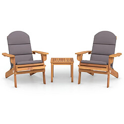 vidaXL Ensemble de salon de jardin Adirondack 3 pcs bois acacia solide