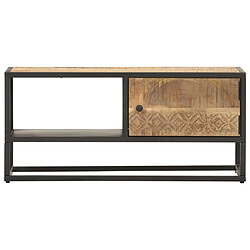 vidaXL Meuble TV avec porte sculptée 90x30x40 cm Bois de manguier brut