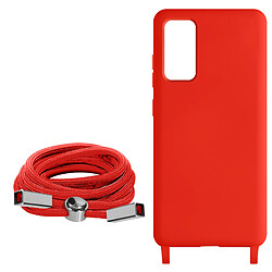 Avizar Coque Cordon Samsung Galaxy S20 FE Semi-rigide Lanière Tour du Cou 80cm Rouge