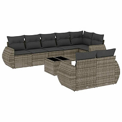 Maison Chic Salon de jardin 9 pcs avec coussins | Ensemble de Table et chaises | Mobilier d'Extérieur gris résine tressée -GKD71871