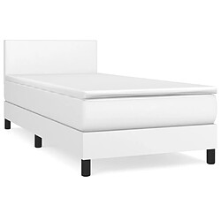 vidaXL Sommier à lattes de lit avec matelas Blanc 90x190 cm Similicuir