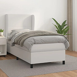 Maison Chic Lit Adulte - Lit simple Lit à sommier tapissier avec matelas moelleux - Meuble de Chambre Blanc 100x200cm Similicuir -MN32390 