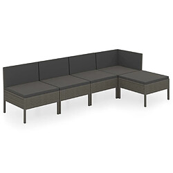 Maison Chic Salon de jardin 5 pcs + coussins - Mobilier/Meubles de jardin - Table et chaises d'extérieur Résine tressée Gris -MN80362