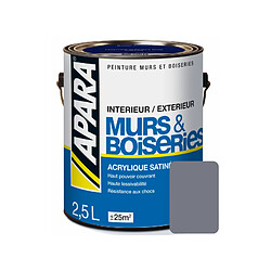 Apara Peinture intérieure couleur, acrylique satinée-2.5 litres-Anthracite