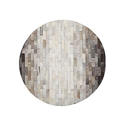 Beliani Tapis patchwork en cuir marron et beige rond d 140 cm DUTLAR