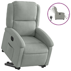 vidaXL Fauteuil inclinable électrique gris clair velours