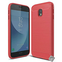 Htdmobiles Coque silicone gel carbone pour Samsung Galaxy J3 (2017) + film ecran - ROUGE