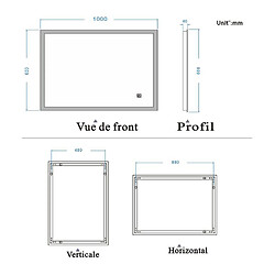 Acheter Miroir de salle de bain avec lumières Led 100x60cm (LxH)