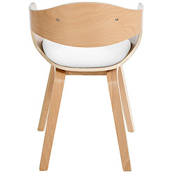 Decoshop26 Chaise de bureau salle à manger visiteur design scandinave en bois clair et assise en PVC blanc 10_0001906 pas cher