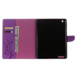 Acheter Wewoo Smart Cover Violet pour iPad 4 fleurs pressées motif papillon flip horizontal étui en cuir PU avec boucle magnétique et titulaire fentes cartes porte-monnaie