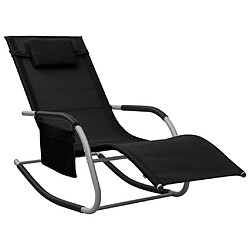 Maison Chic Chaise longue Jardin| Bain de soleil Relax | Transat textilène noir et gris -GKD36506